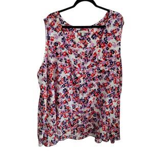 Women Within Size 3X Floral Flowy Boho Loose‎ Colorful Beachy Tank Top Button up
